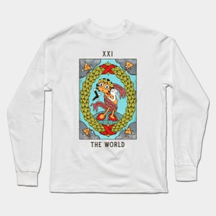 The World - Mystical Medleys - Vintage Rubber Hose Cartoon Tarot (white) Long Sleeve T-Shirt